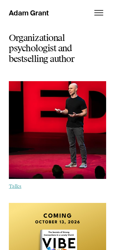 Adam Grant homepage, phone