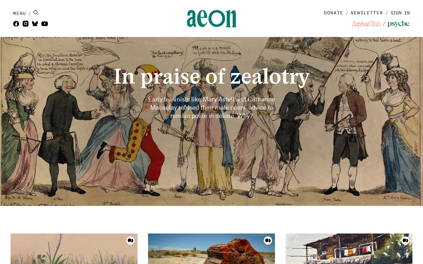 Aeon homepage, desktop