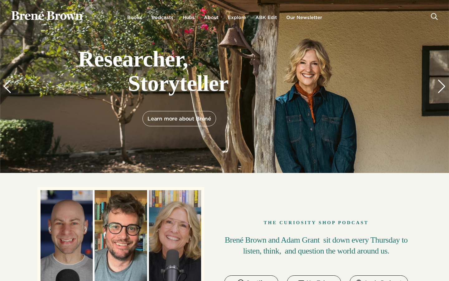 Brené Brown homepage, desktop