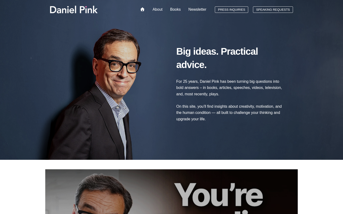 Daniel Pink homepage, desktop