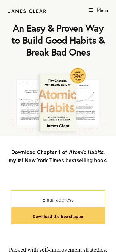 James Clear homepage, phone