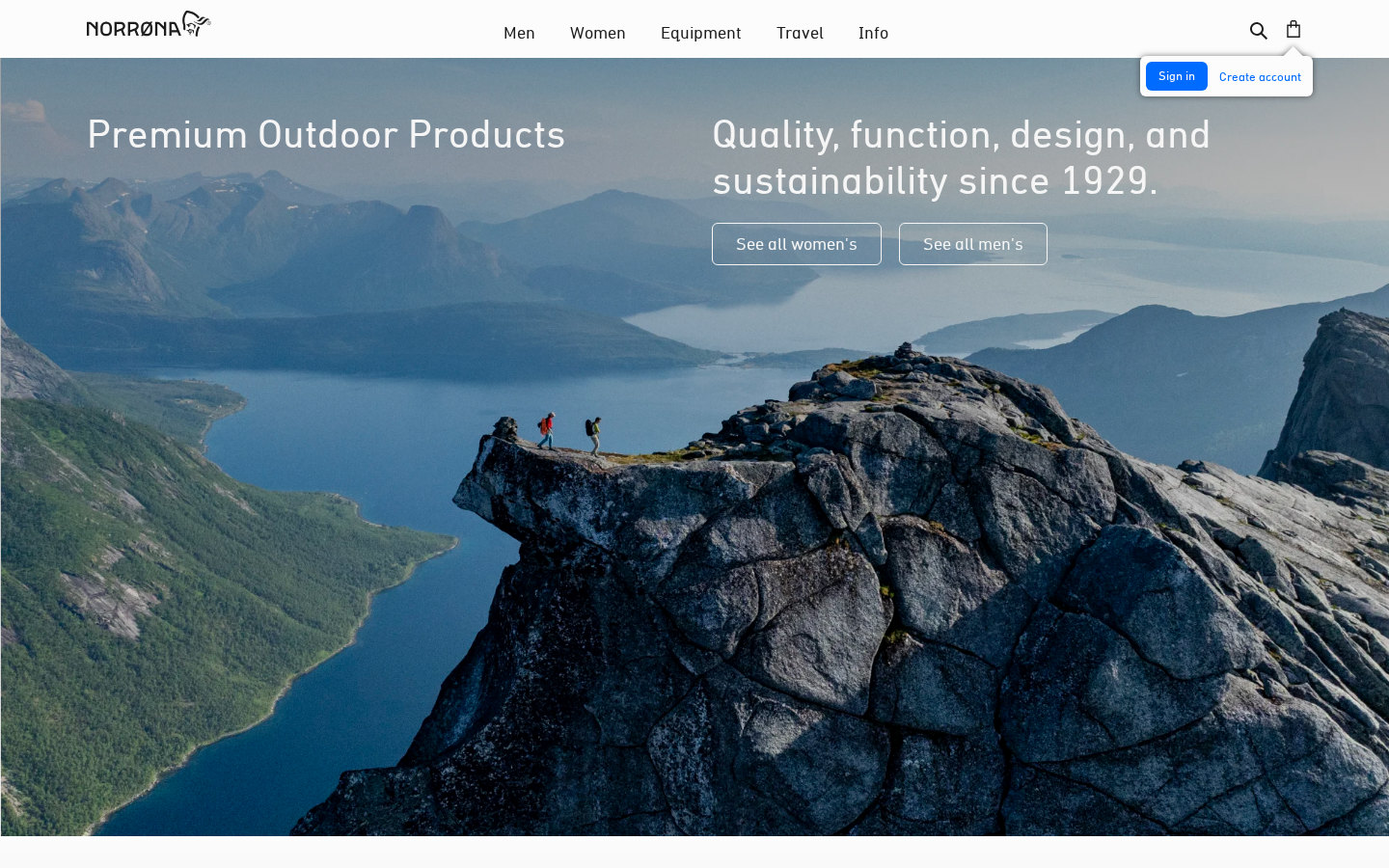Norrøna homepage, desktop
