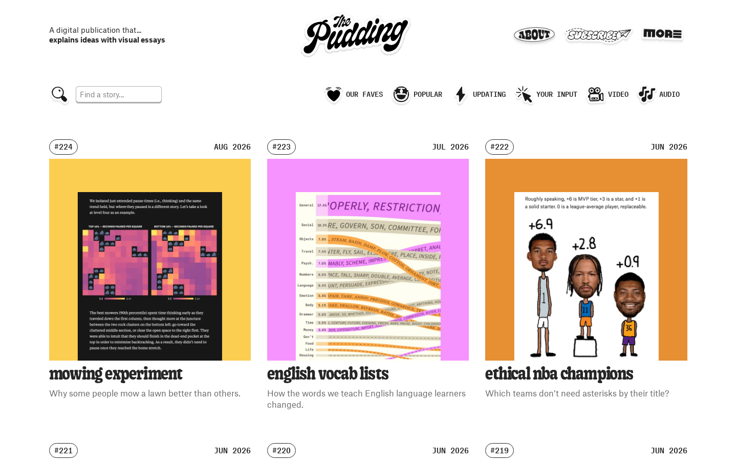 The Pudding homepage, desktop