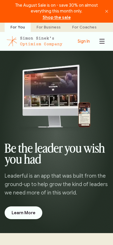 Simon Sinek homepage, phone