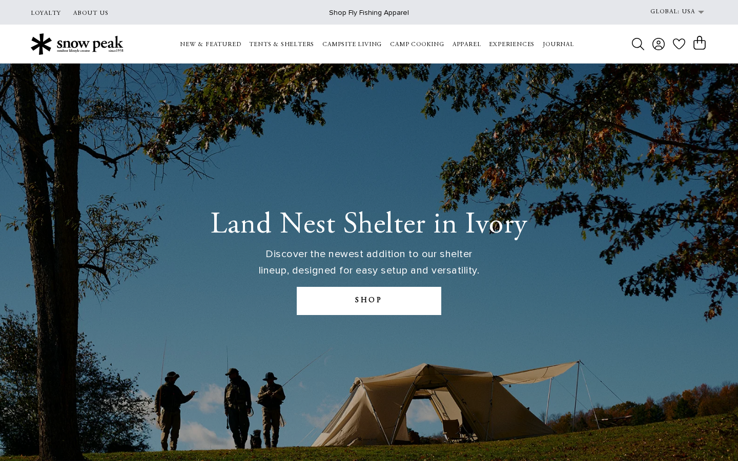 Snow Peak homepage, desktop